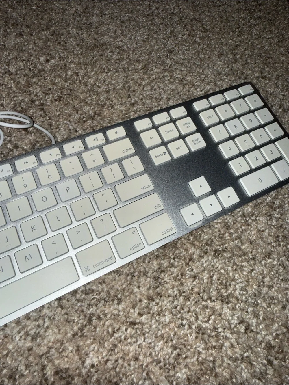 Apple White and Silver Wired USB Keyboard with Numeric Keypad